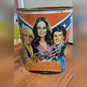Vintage  1981  Dukes of Hazzard Graphic Metal Trash Can
